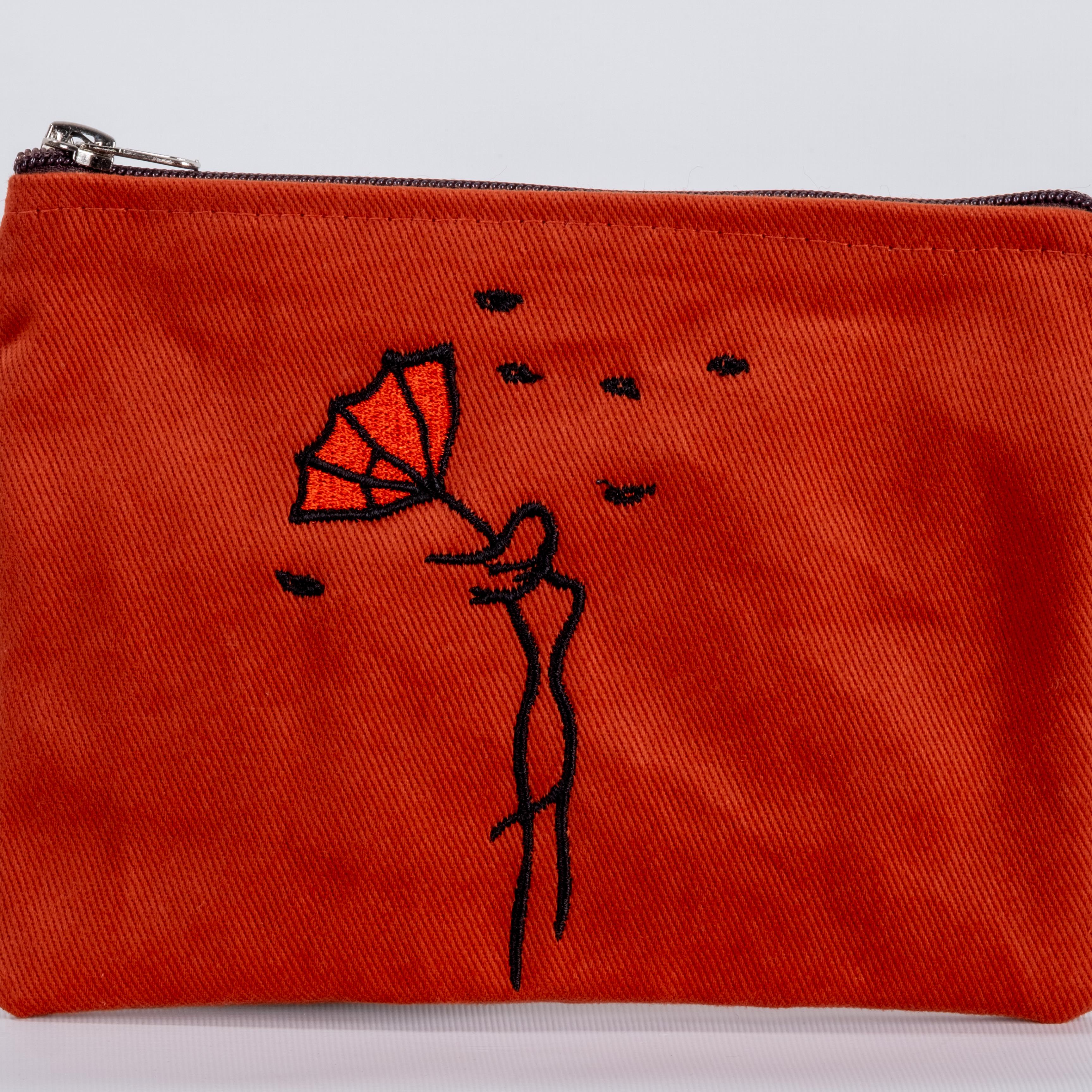 Şemsiyeli Kadın Nakış İşlemeli tarçın Cüzdan /Çanta İçi Düzenleyici