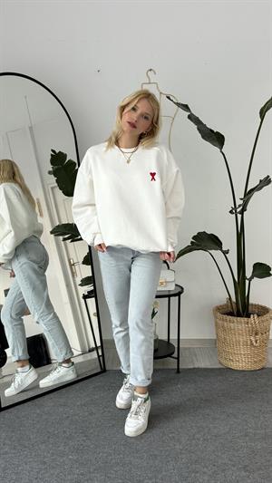 Ami Üç İplik Sweatshirt Beyaz