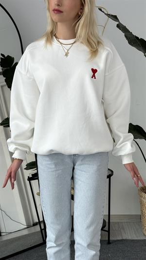 Ami Üç İplik Sweatshirt Beyaz