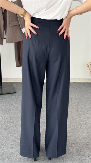 Astarlı Çizgi Detaylı Blazer Ceket-Pantolon Takım Lacivert