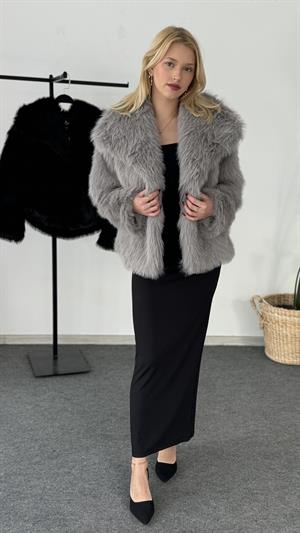 Astarlı Premium Kalite Kürk Gri