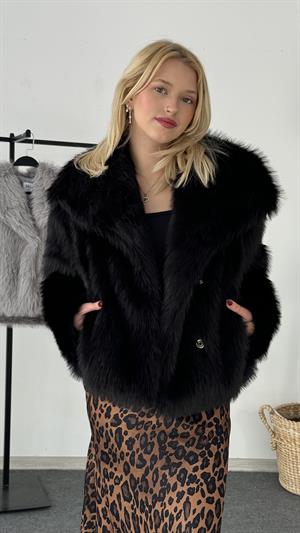 Astarlı Premium Kalite Kürk Siyah