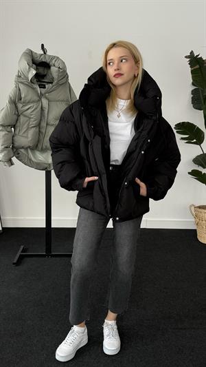 Astronot Kapüşon Çıt Detaylı Şişme Siyah