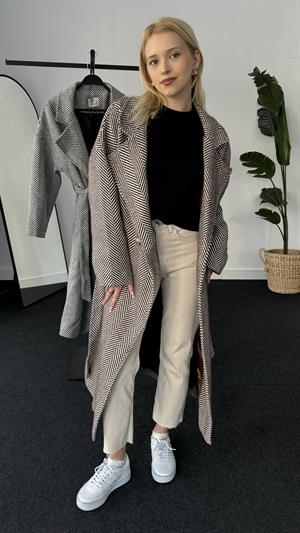 Balık Sırtı Astarlı Kaban Kahve 