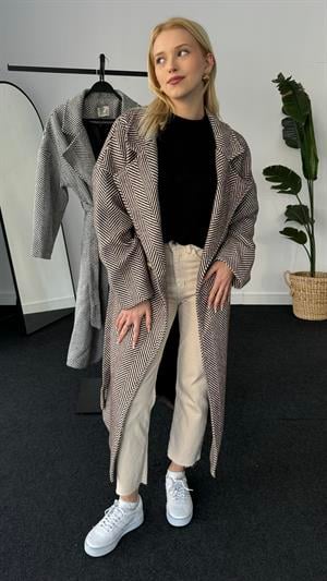 Balık Sırtı Astarlı Kaban Kahve 