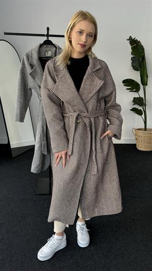 Balık Sırtı Astarlı Kaban Kahve 