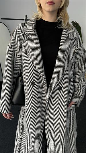 Balık Sırtı Astarlı Kaban Siyah