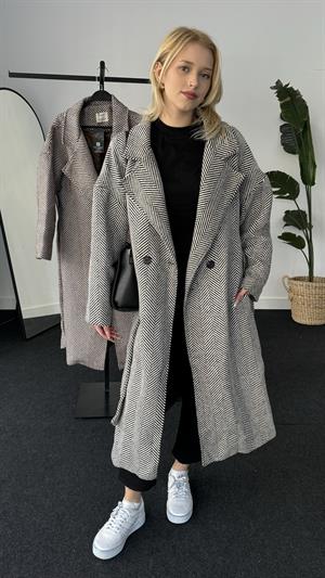 Balık Sırtı Astarlı Kaban Siyah