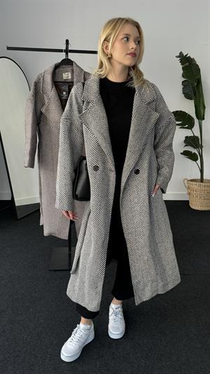 Balık Sırtı Astarlı Kaban Siyah