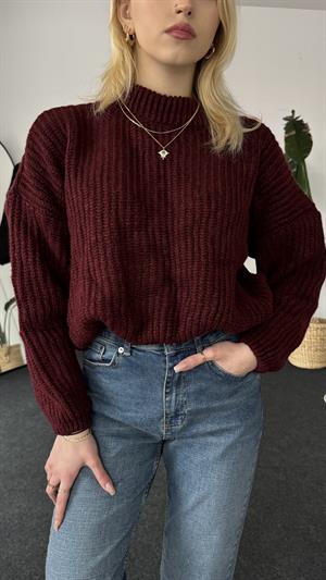 Balıkçıyaka Balon Kol Kazak Bordo