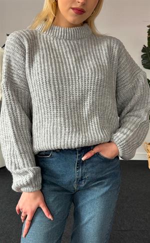 Balıkçıyaka Balon Kol Kazak Gri