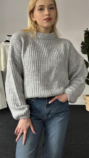 Balıkçıyaka Balon Kol Kazak Gri