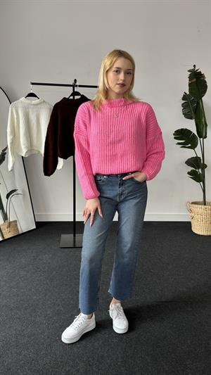 Balıkçıyaka Balon Kol Kazak Pembe