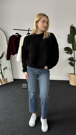 Balıkçıyaka Balon Kol Kazak Siyah