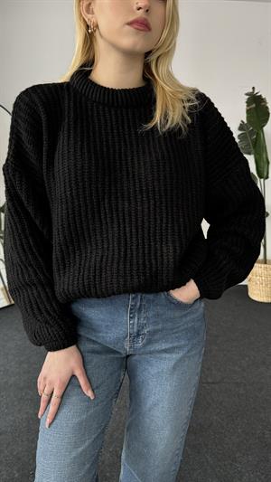 Balıkçıyaka Balon Kol Kazak Siyah