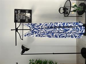 Bel Lastikli Desenli  Viskon Elbise Mavi 