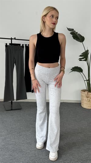 Beli Fitilli İspanyol Paça Pantolon Gri