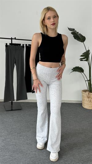 Beli Fitilli İspanyol Paça Pantolon Gri