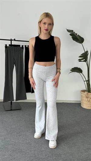 Beli Fitilli İspanyol Paça Pantolon Gri