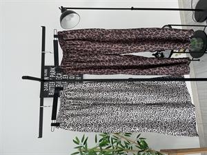 Beli Lastikli Bol Paça Keten Pantolon  Leopar Desenli Kahverengi