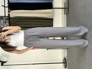 Beli Lastikli Bol Paça Keten Pantolon Antrasit 