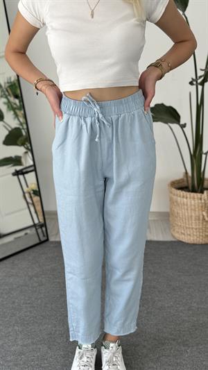 Beli Lastikli Gabardin Kumaş Pantolon Bebek Mavisi 