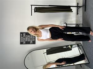 Beli Lastikli Gabardin Kumaş Pantolon Siyah