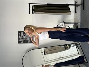 Beli Lastikli Gabardin Kumaş Pantolon  Lacivert