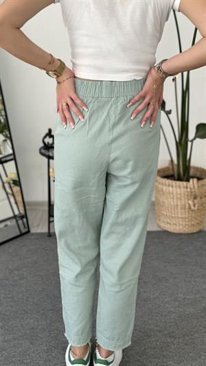 Beli Lastikli Gabardin Kumaş Pantolon Bebek  Mint Yeşili 