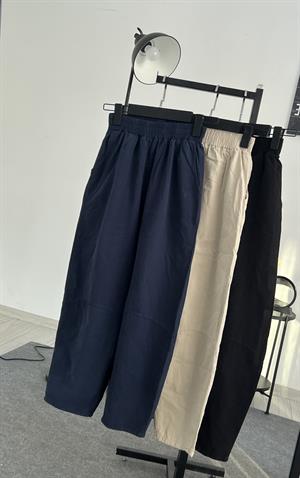 Beli Lastikli Gabardin Kumaş Şalvar Pantolon Siyah 