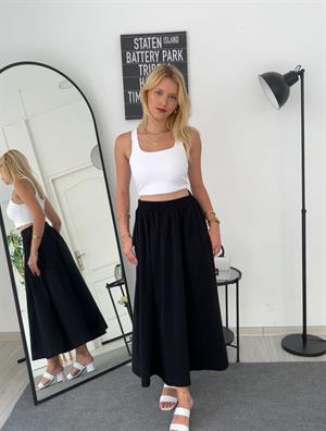 Beli Lastikli Kloş Etek Siyah