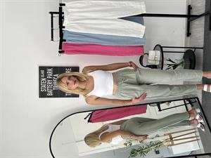 Beli Lastikli Müslin Kumaş Pantolon Yeşil