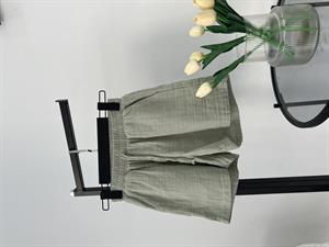 Beli Lastikli Müslin Kumaş Şort Yeşil