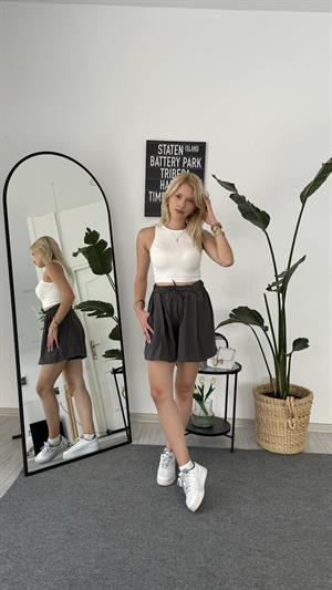 Beli Lastikli Palazzo Şort Antrasit 