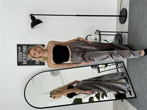 Beli Lastikli Parlak Kumaş Leopar Pantolon Kahverengi