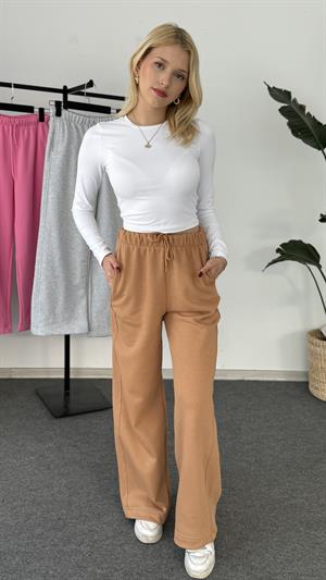 Beli Lastikli Üç İplik Şardonlu Zr Kalıp Esofman Sütlü Kahve