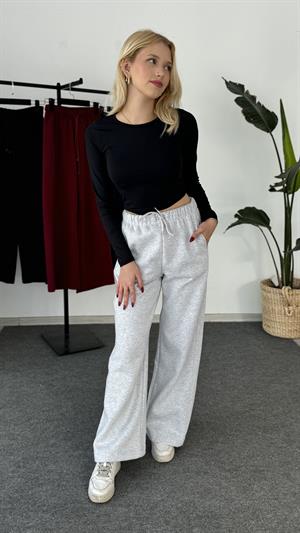 Beli Lastikli Üç İplik Şardonlu Zr Kalıp Esofman Gri