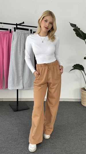 Beli Lastikli Üç İplik Şardonlu Zr Kalıp Esofman Sütlü Kahve