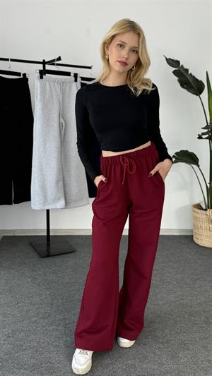 Beli Lastikli Üç İplik Şardonlu Zr Kalıp Esofman Bordo