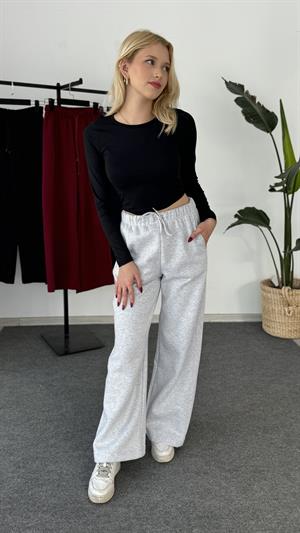 Beli Lastikli Üç İplik Şardonlu Zr Kalıp Esofman Gri