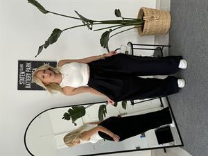 Beli Lastikli Yazlık Kumaş Palazzo Pantolon Siyah