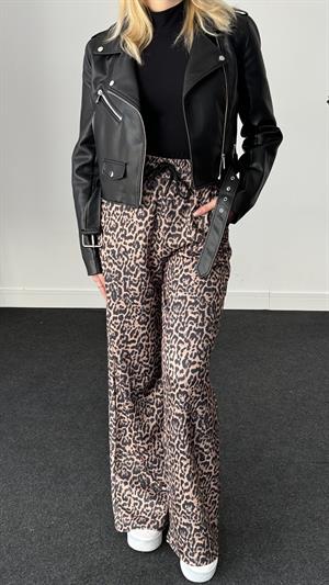 Beli Latikli Leopar Eşofman Kahverengi