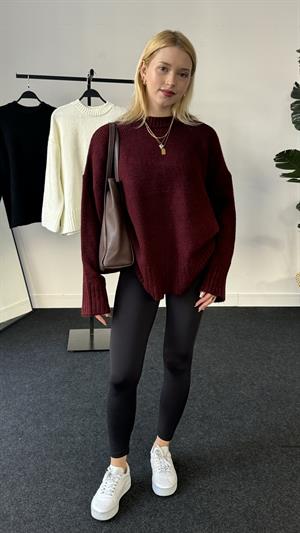 Bisiklet Yaka Basic Kazak Bordo