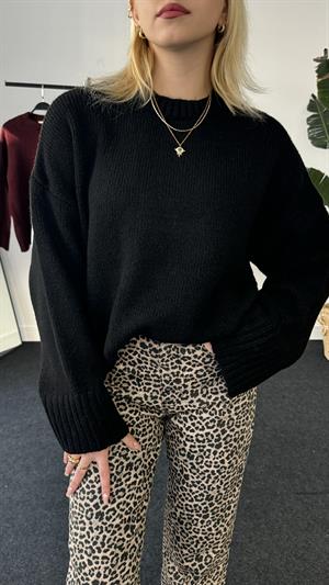 Bisiklet Yaka Basic Kazak Siyah