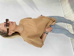 Bisiklet Yaka İki İplik Basic Tshirt - Hardal