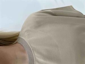 Bisiklet Yaka İki İplik Basic Tshirt - Krem