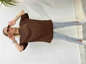Bisiklet Yaka İki İplik Basic Tshirt - Kahve