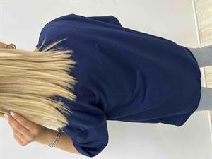 Bisiklet Yaka İki İplik Basic Tshirt - Lacivert