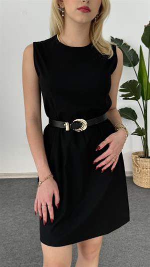 Bisiklet Yaka Kolsuz Muadil Elbise Siyah 