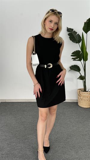 Bisiklet Yaka Kolsuz Muadil Elbise Siyah 